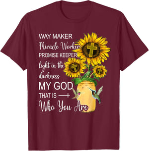 Way Maker Waymaker Promise Keeper Miracle Worker Christian T-Shirt - T-Shirt | Maroon