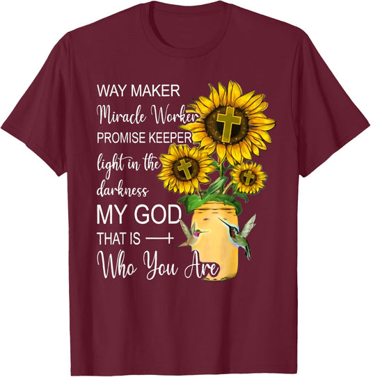 Way Maker Waymaker Promise Keeper Miracle Worker Christian T-Shirt - T-Shirt | Maroon