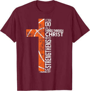 Men Christian Basketball Boys Player Religious Team Coach T-Shirt - T-Shirt | Maroon
