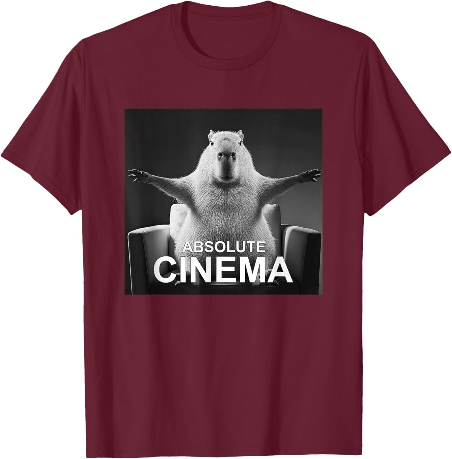 Capybara Absolute Cinema Meme Humour T-Shirt - T-Shirt | Maroon