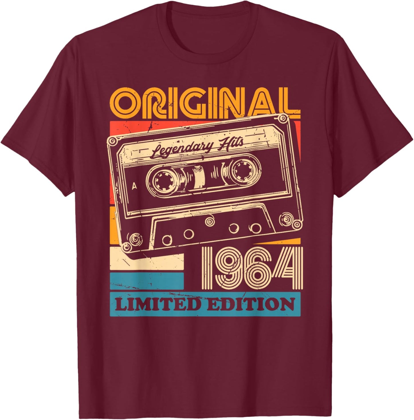 61.Geburtstag Retro Vintage 1964 Mann Frau Geschenk T-Shirt - T-Shirt | Maroon