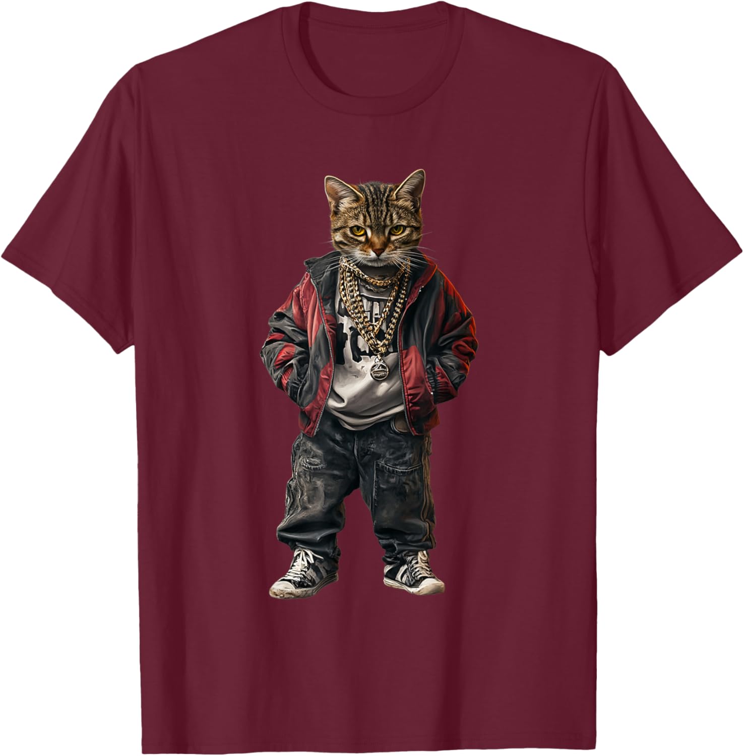 Thug Gangster Life Cat For Hip Hop Fans Meme and Cat lovers T-Shirt - T-Shirt | Maroon