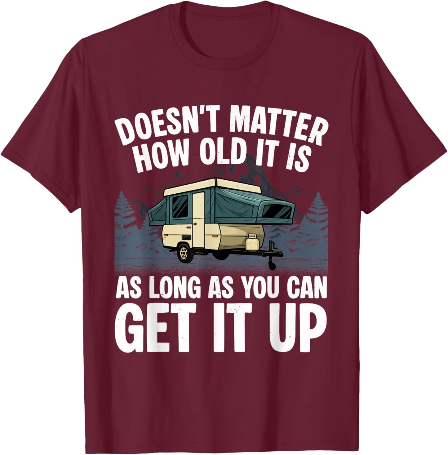 Pop Up Camper Art Boys Dad Pop Up Trailer Camping T-Shirt - T-Shirt | Maroon
