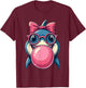 Glasses Bubblegum Cute Shark Pink Bow Funny Little Girl T-Shirt - T-Shirt | Maroon