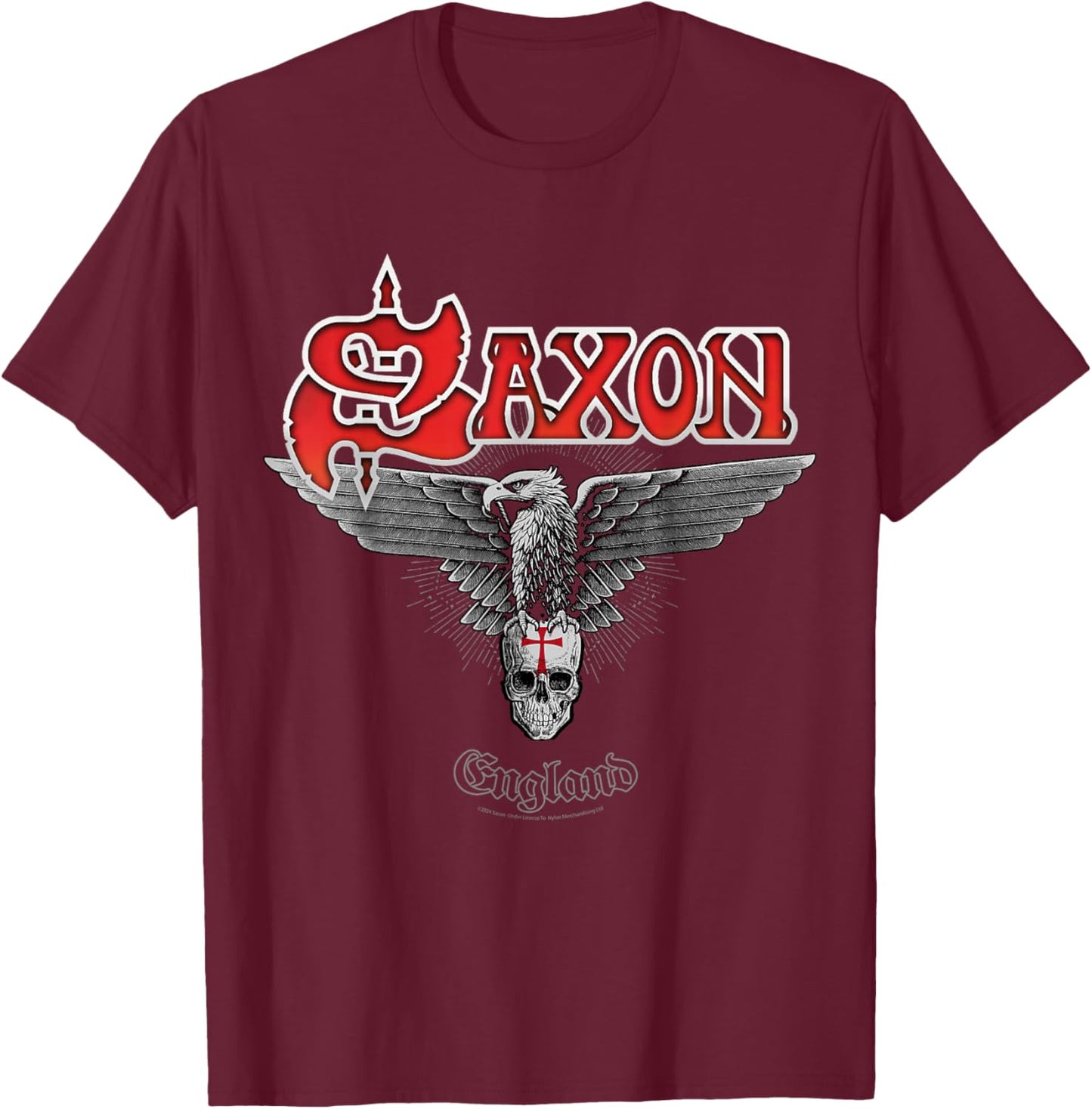 Official Saxon The Eagle Has Landed Heavy Metal Band T-Shirt - T-Shirt | Maroon