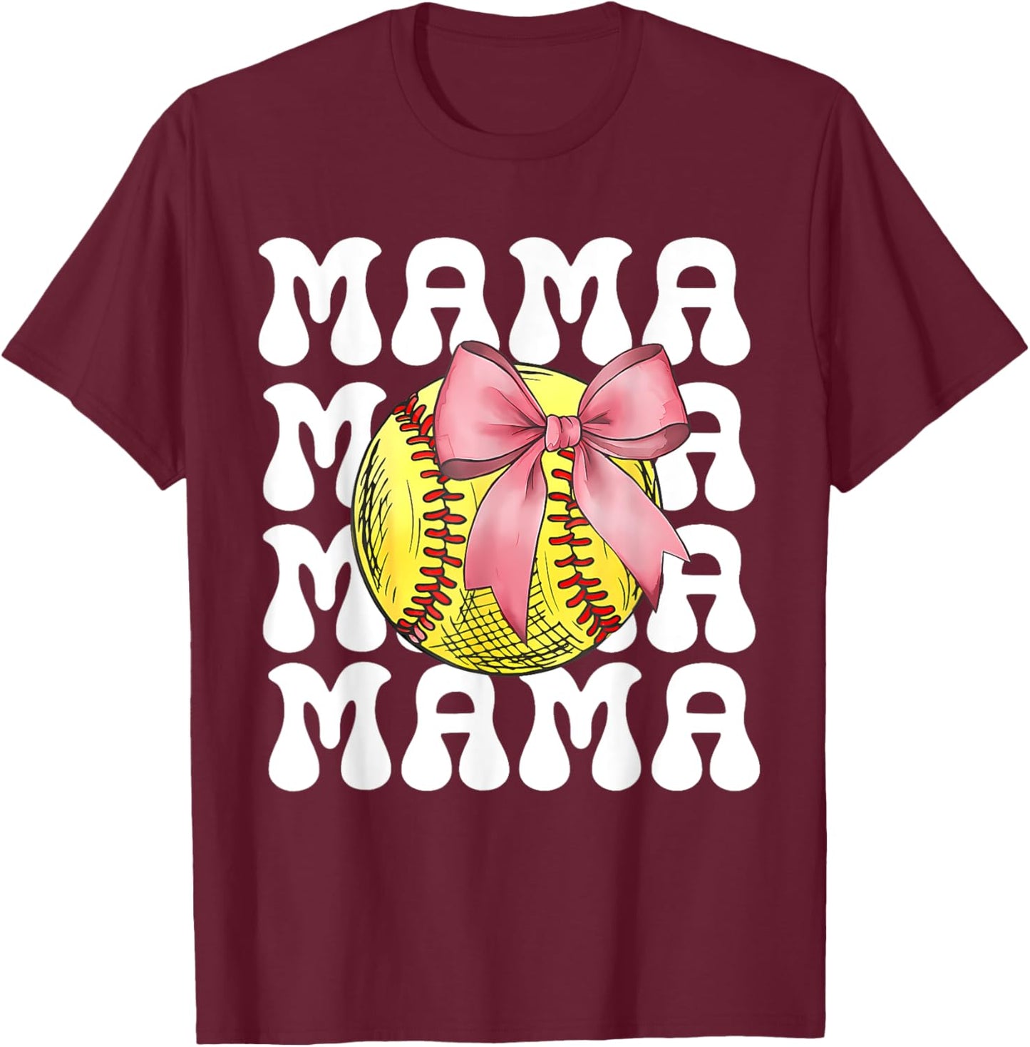Women Softball Mama T-Shirt - T-Shirt | Maroon