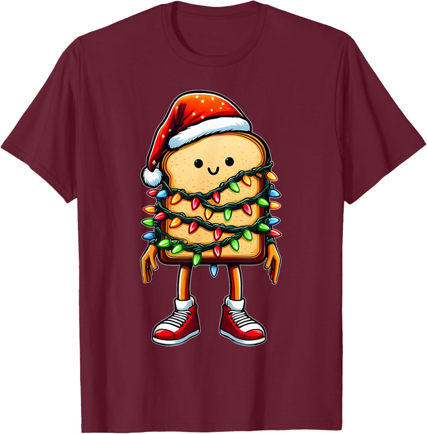 Cute Loaf Bread Baking Bread Baker Christmas Hat Xmas T-Shirt - T-Shirt | Maroon