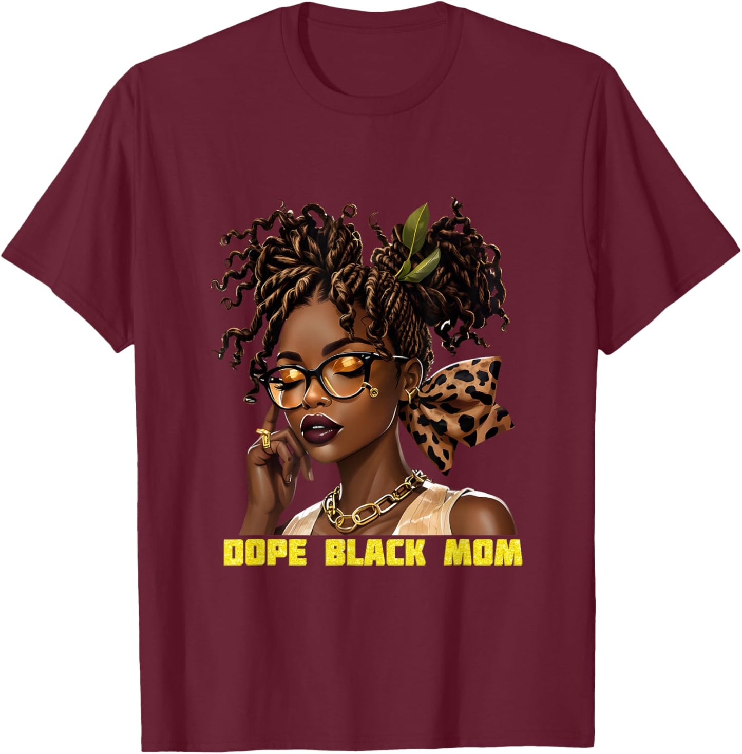 Afro Queen African Melanin Dope Black Mom Mama T-Shirt - T-Shirt | Maroon
