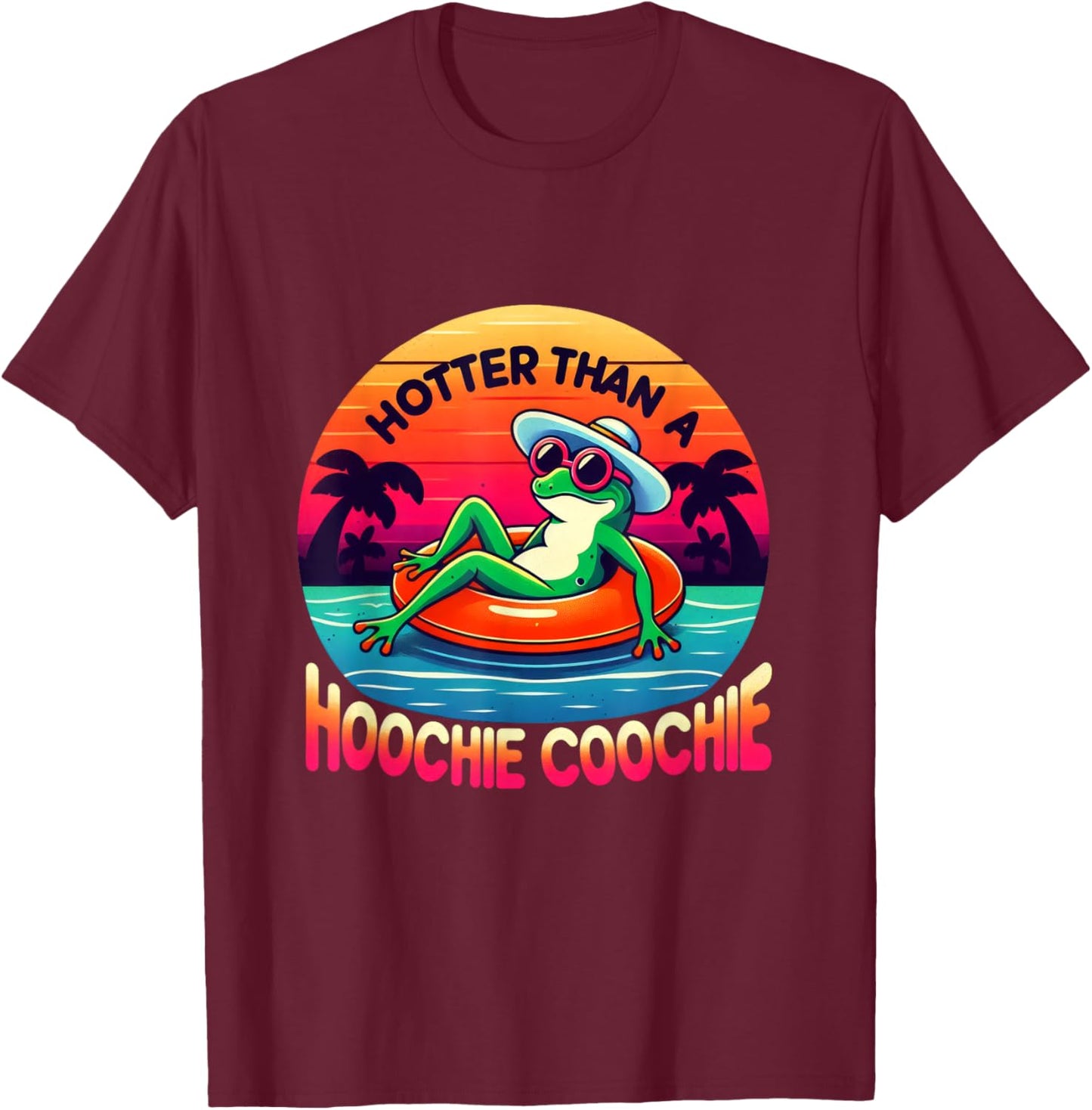 Retro Country Music Fans Hotter Than A Hoochie Coochie Frog T-Shirt - T-Shirt | Maroon