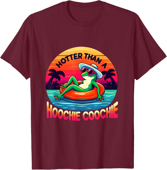 Retro Country Music Fans Hotter Than A Hoochie Coochie Frog T-Shirt - T-Shirt | Maroon