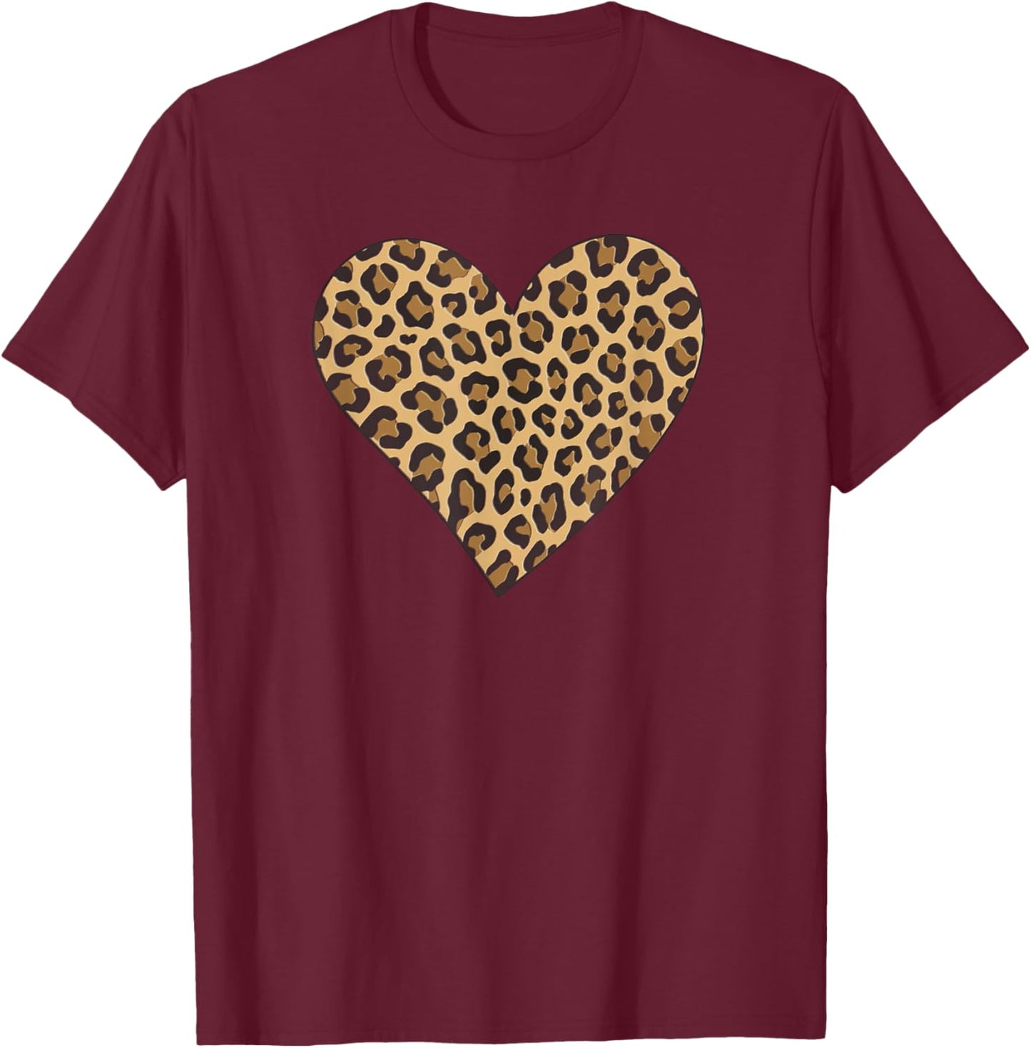 Vintage Leopard Heart T-Shirt - T-Shirt | Maroon
