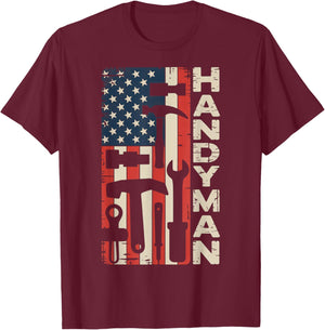 Handyman American Flag Tools USA Patriotic T-Shirt - T-Shirt | Maroon