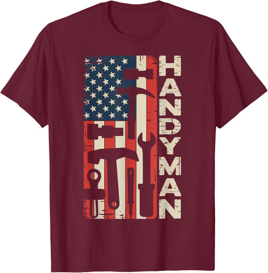 Handyman American Flag Tools USA Patriotic T-Shirt - T-Shirt | Maroon