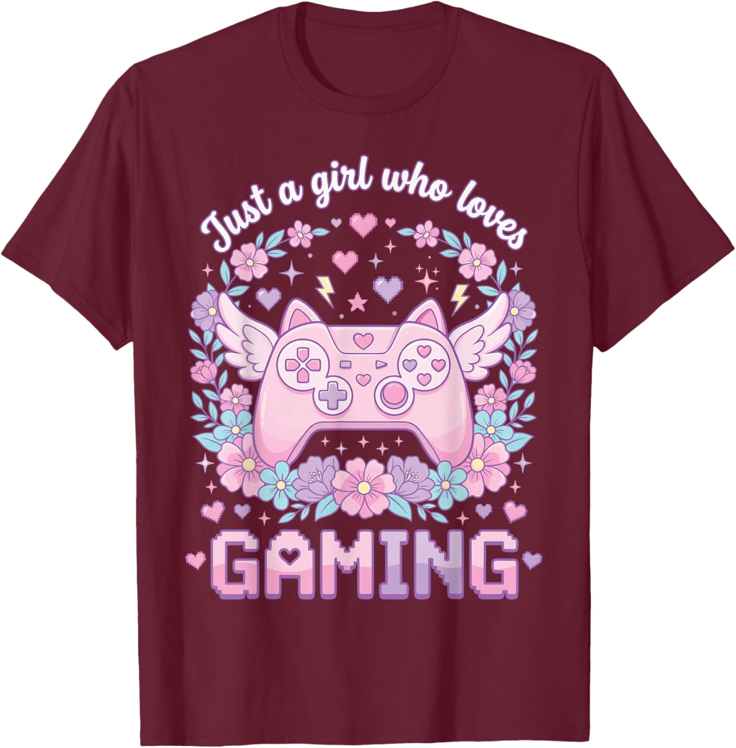 Just A Girl Who Loves Gaming Cute Gamer Video Game Culture T-Shirt - T-Shirt | Maroon