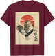 Vintage Japanese Art Shirt Boys Men, Capybara Riding Rooster T-Shirt - T-Shirt | Maroon