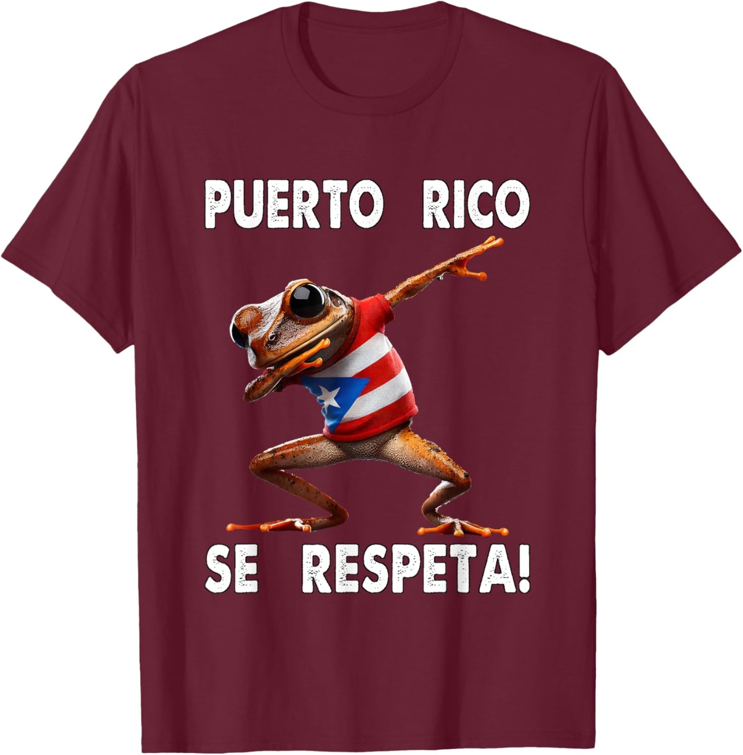Puerto Rico Se Respeta Coqui Dab PR Flag Boricua T-Shirt - T-Shirt | Maroon