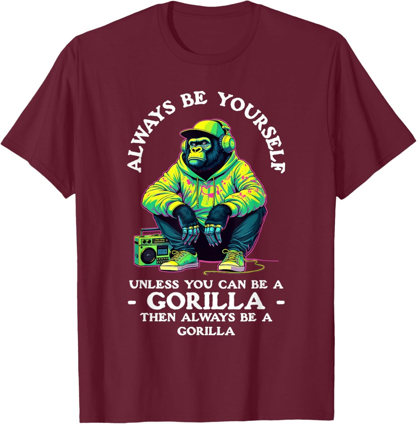 Funny Gorilla Art Women Primate Animal Gorilla Lover T-Shirt - T-Shirt | Maroon