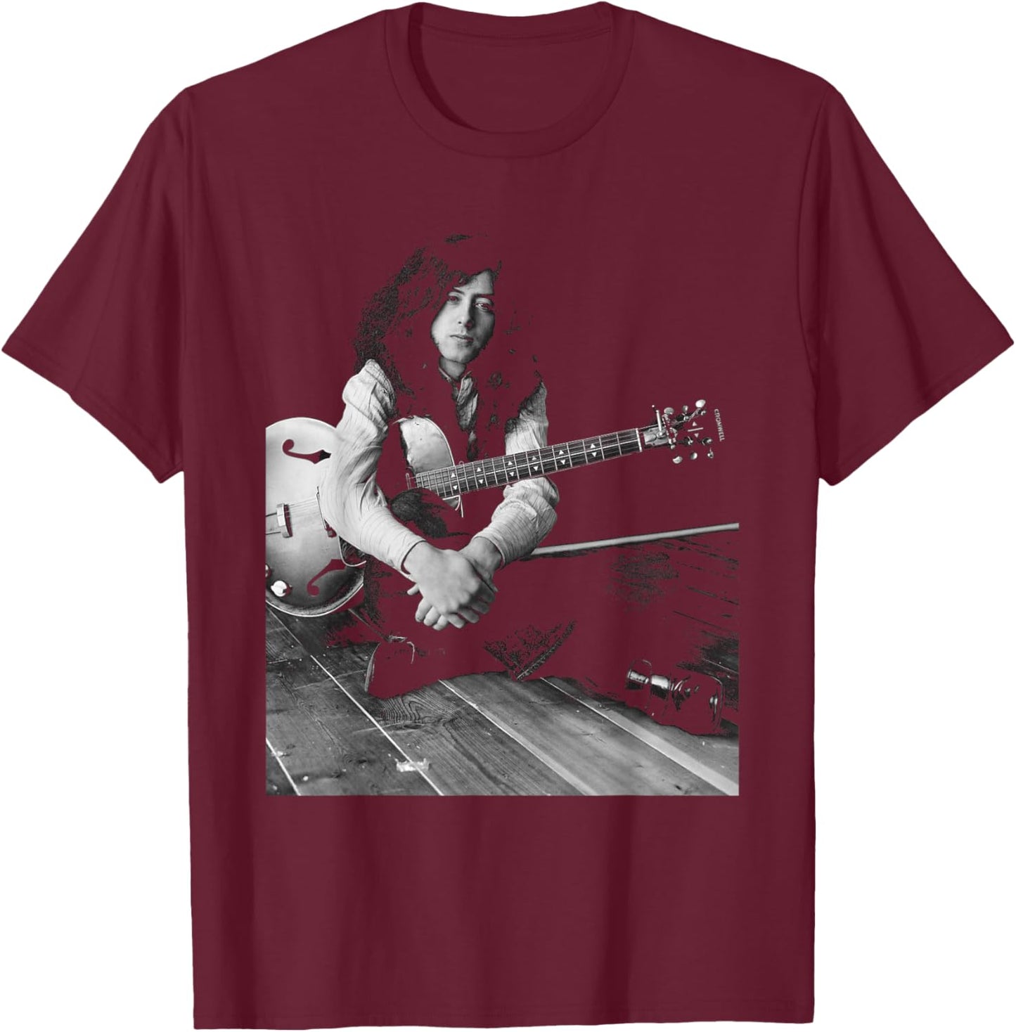 LED Zeppelin Guitarist Jimmy Page in 1970 T-Shirt - T-Shirt | Maroon