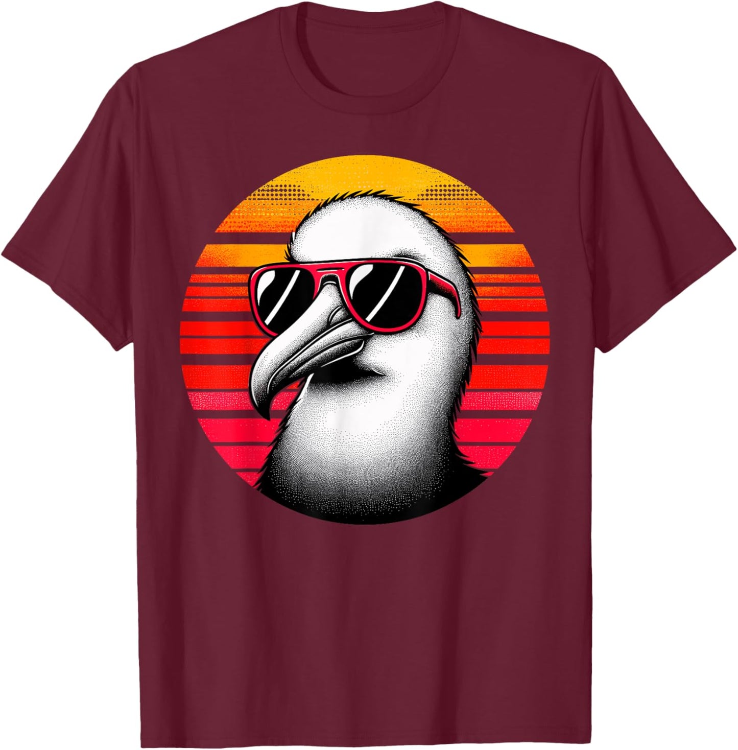 Albatross Bird Sunglasses Sunset Retro Style Vintage 70s T-Shirt - T-Shirt | Maroon