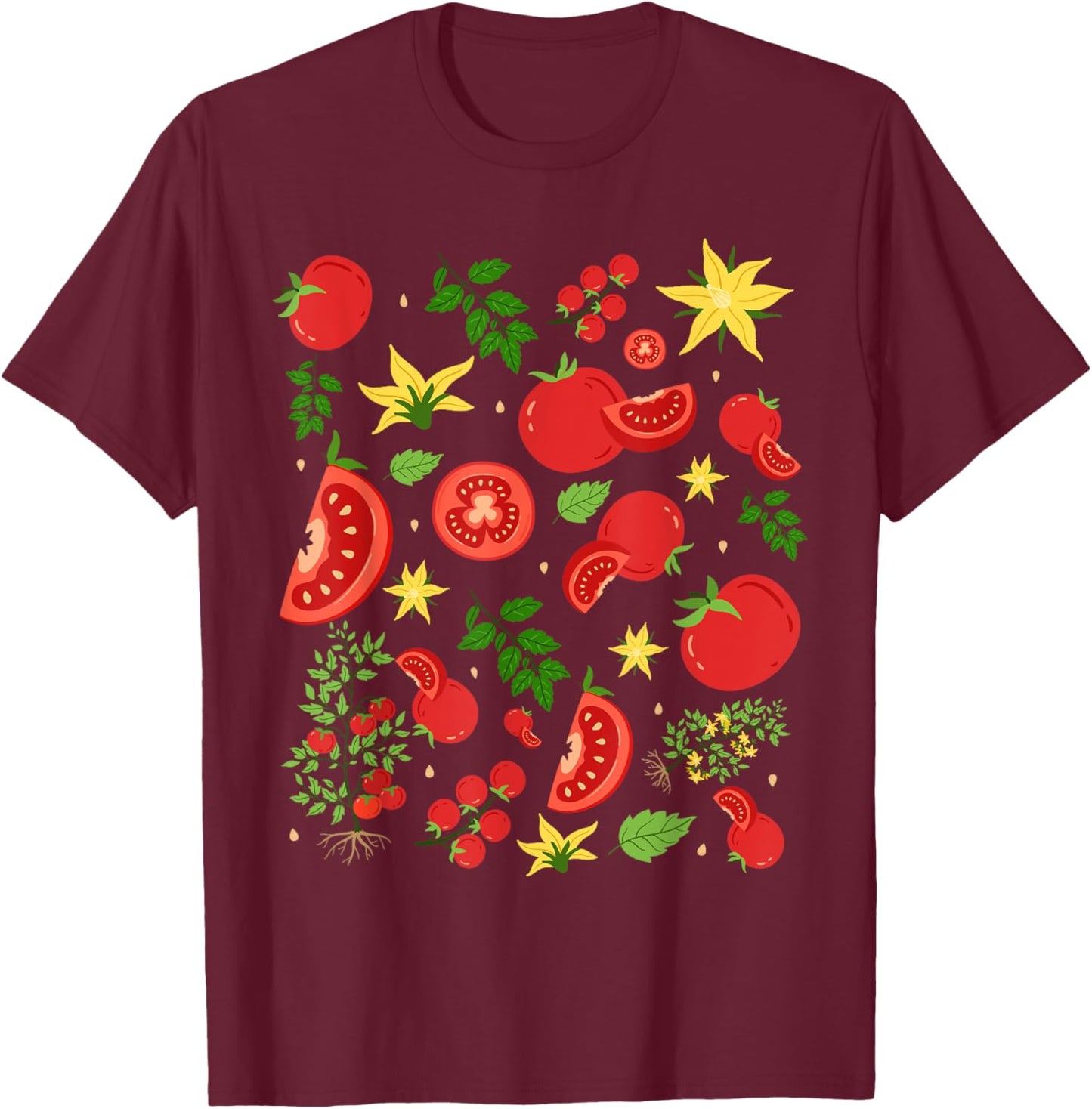 Funny Tomato Pun Hand Draw Tomatoes Watercolor Summer Foodie T-Shirt - T-Shirt | Maroon