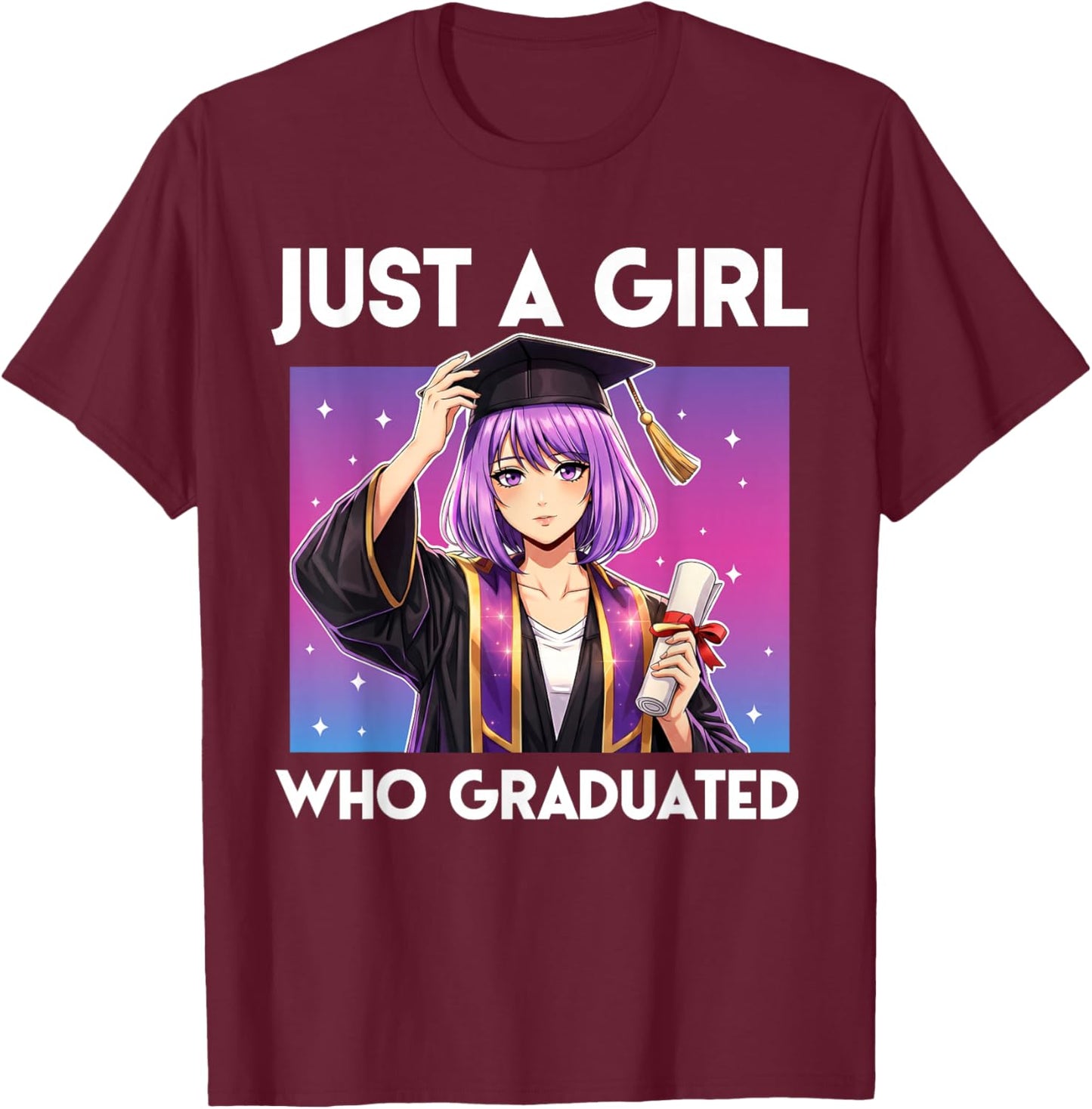 Just A Girl Who Graduated Class of 2026 Senior Grad Anime T-Shirt - T-Shirt | Maroon