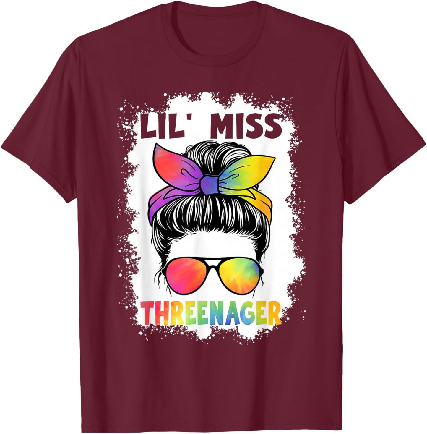 Little Miss Threenager Birthday 3 Years 3rd Birthday Girl T-Shirt - T-Shirt | Maroon