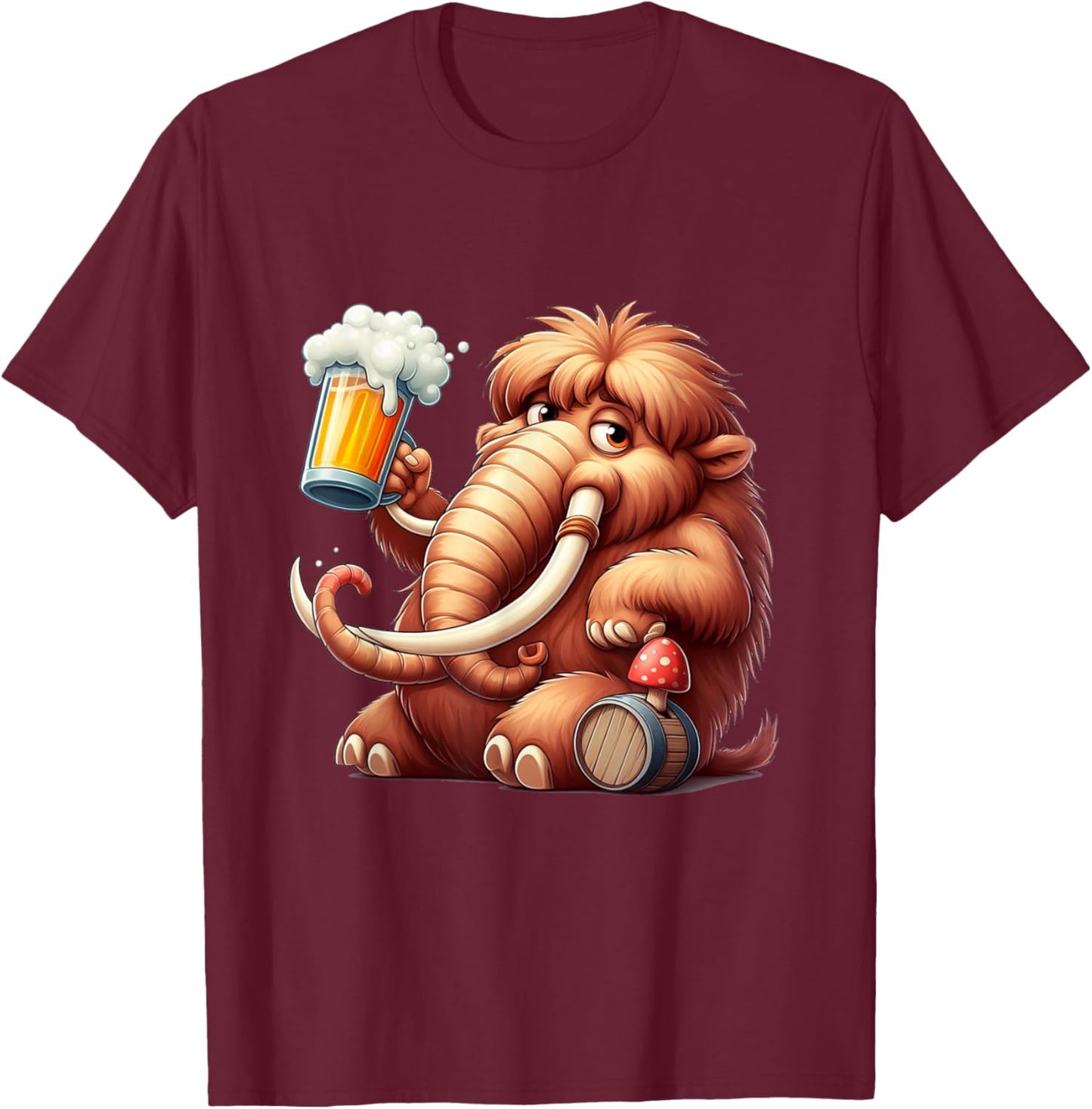 Vintage Mammoth Ice Age Stone Age Elephant Mammoth Beer T-Shirt - T-Shirt | Maroon