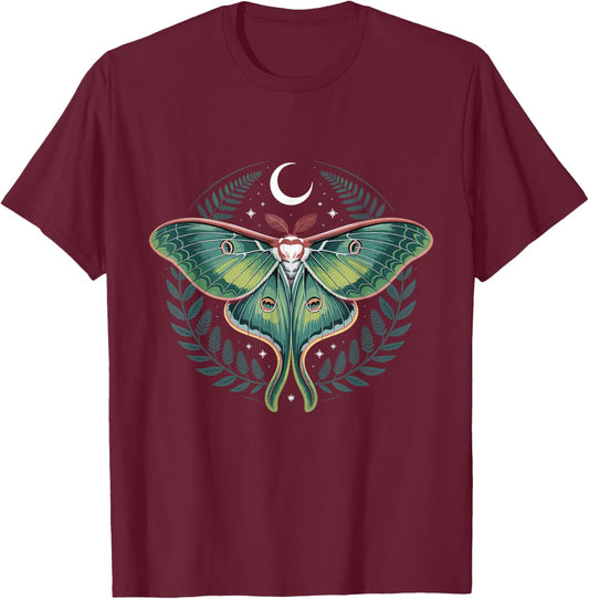 Aesthetic Goth Insect Lover Fairycore Cottagecore Luna Moth T-Shirt - T-Shirt | Maroon