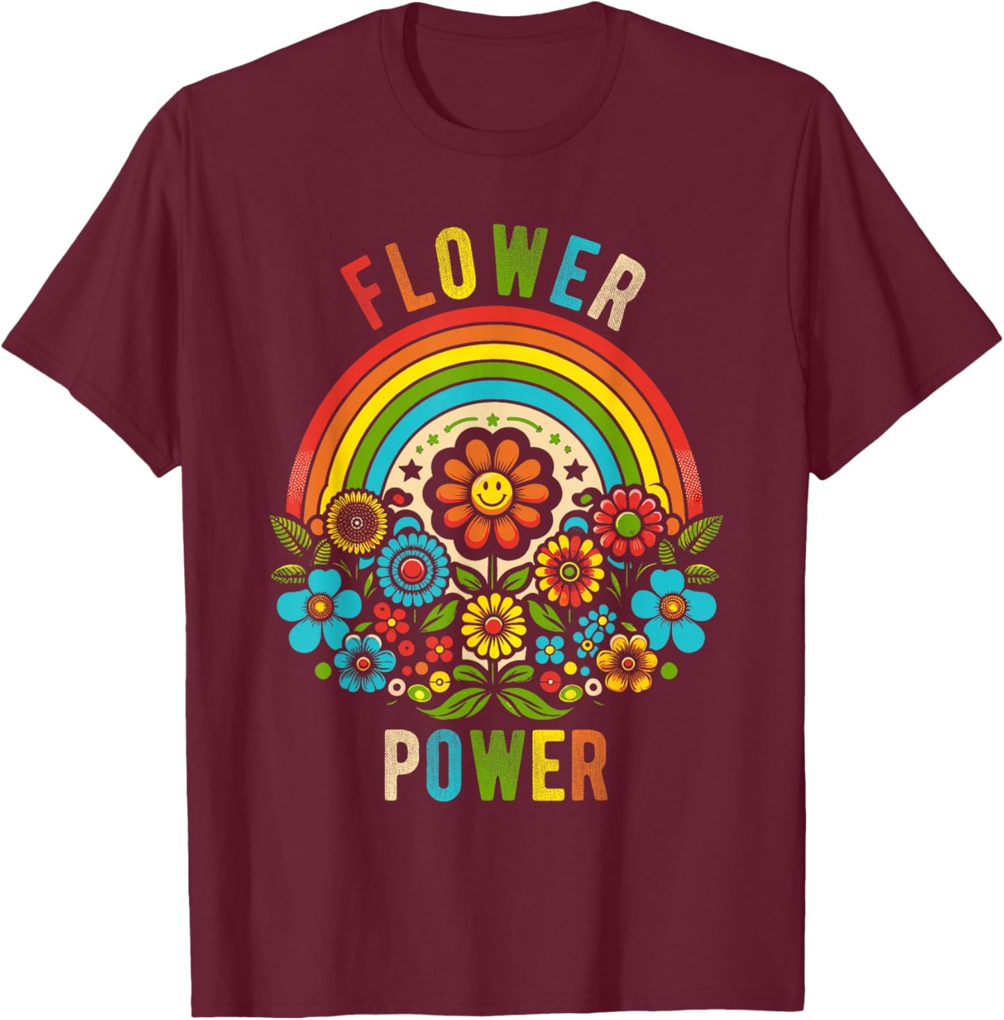 Flower Power Retro Nature Nostalgia Vintage Outdoor Power T-Shirt - T-Shirt | Maroon