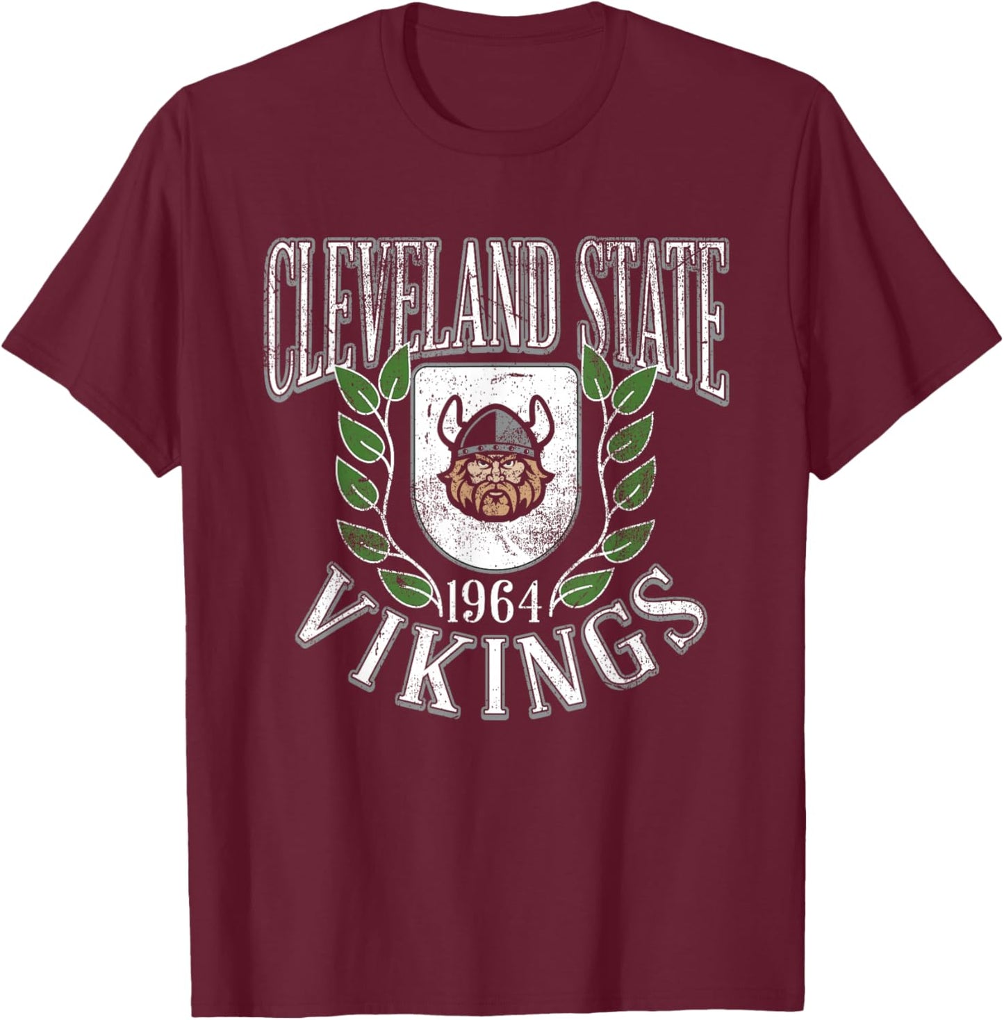 Cleveland State Vikings Retro Shield Black T-Shirt - T-Shirt | Maroon