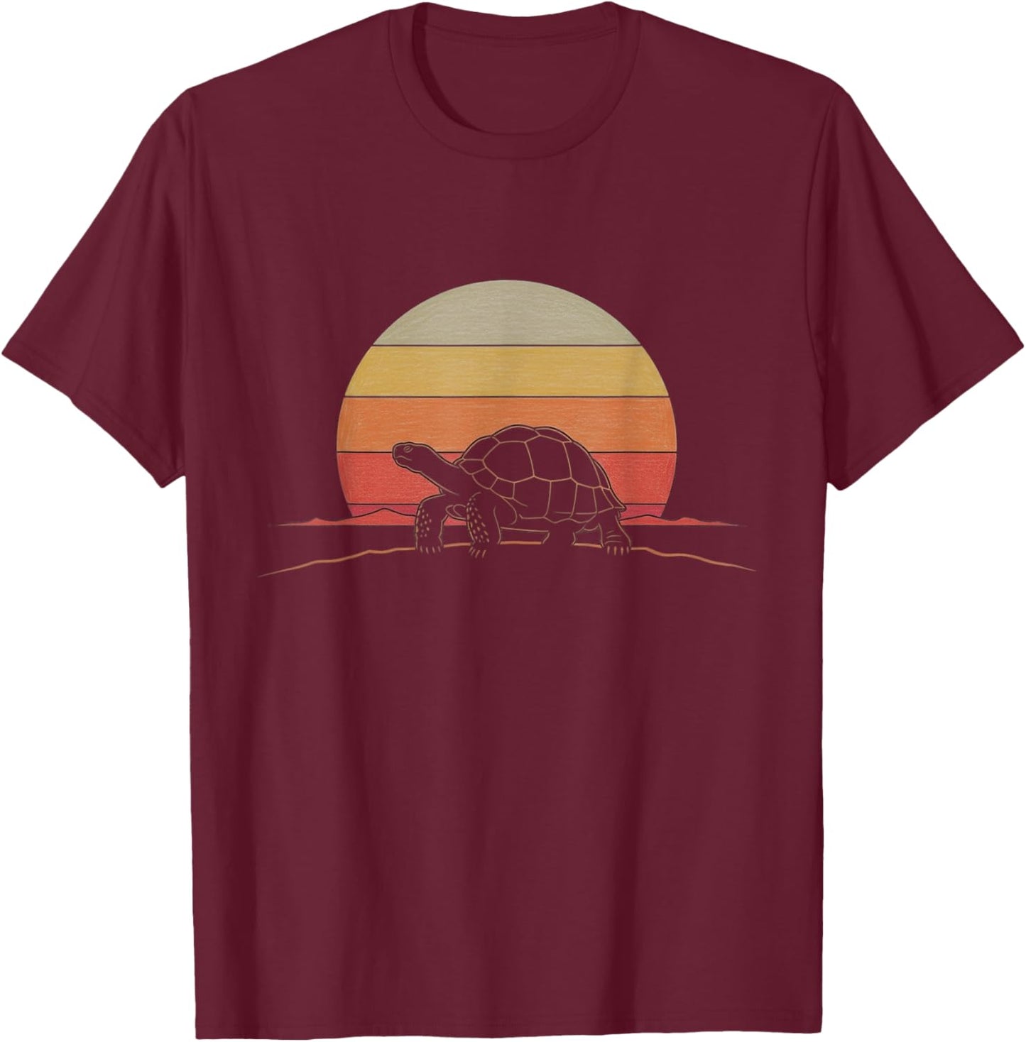 Retro Tortoise Drawing Art Design T-Shirt - T-Shirt | Maroon