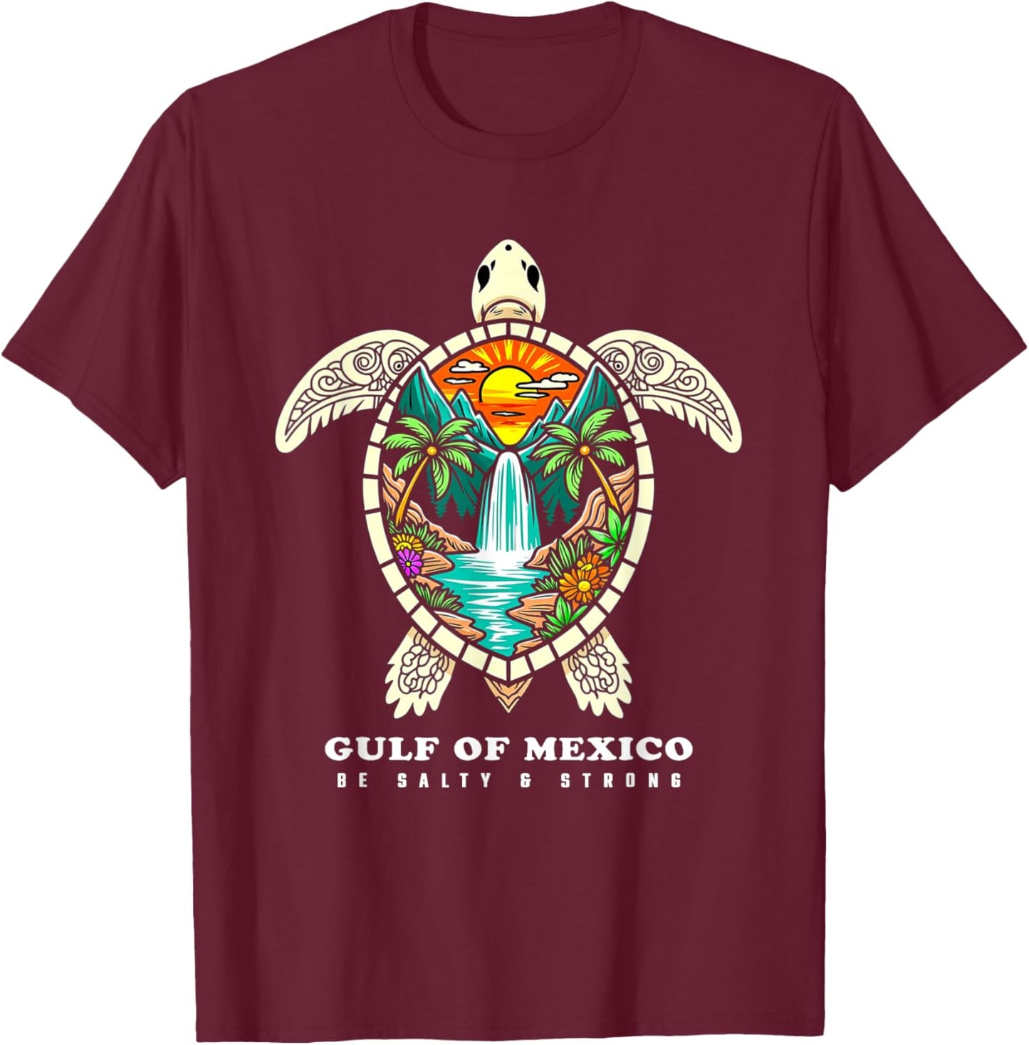 Retro Vintage Turtle Gulf of Mexico Be Salty And Strong T-Shirt - T-Shirt | Maroon
