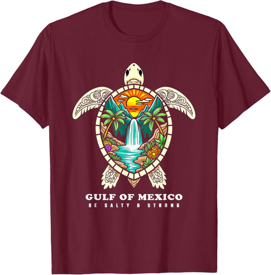Retro Vintage Turtle Gulf of Mexico Be Salty And Strong T-Shirt - T-Shirt | Maroon