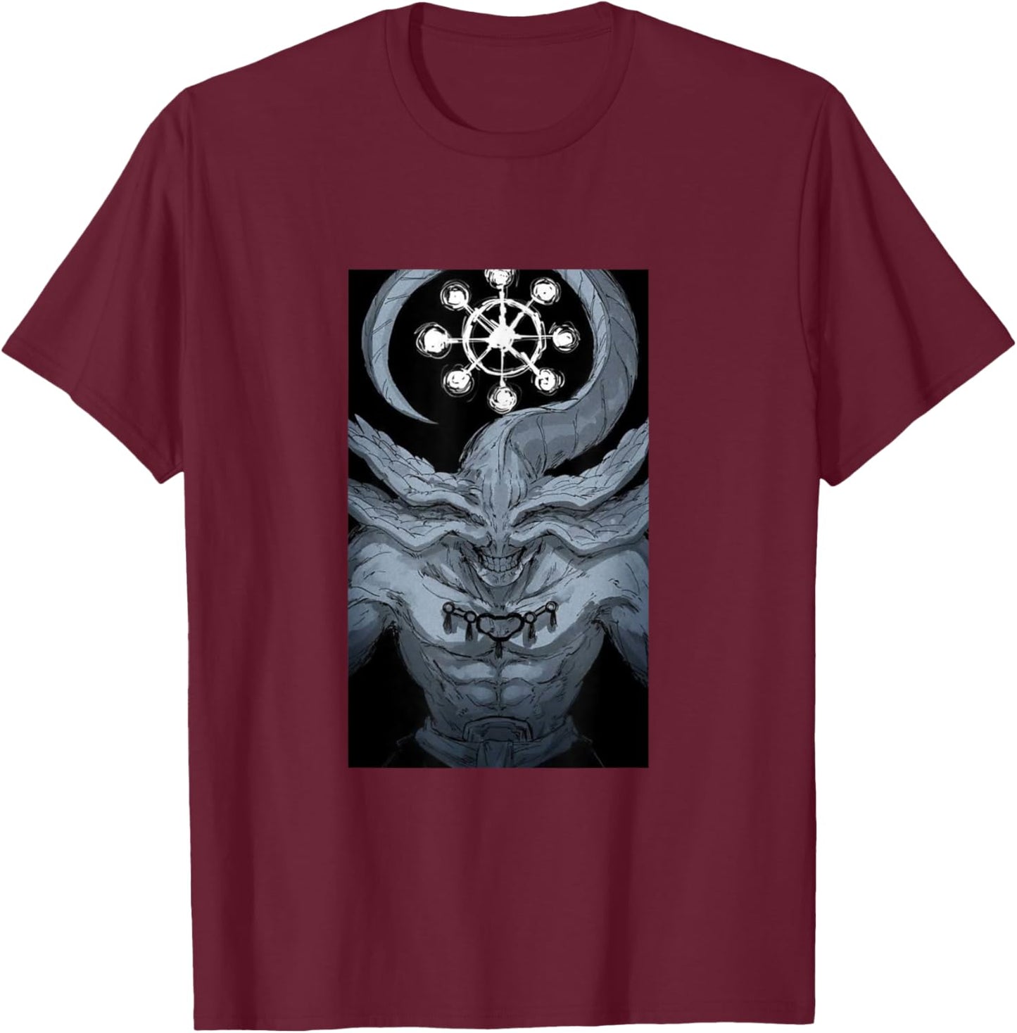 JujuCustoms Anime Apparel , Black, Small, Short Sleeve, , Classic Fit, Anime Graphic T-Shirt - T-Shirt | Maroon
