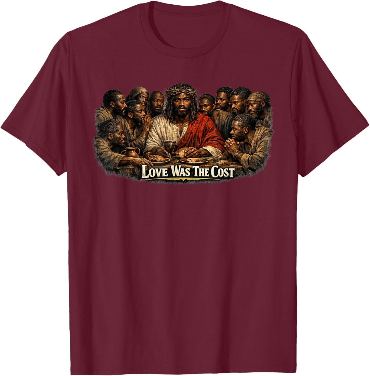 Black Jesus, Last Supper, Jesus T-Shirt - T-Shirt | Maroon