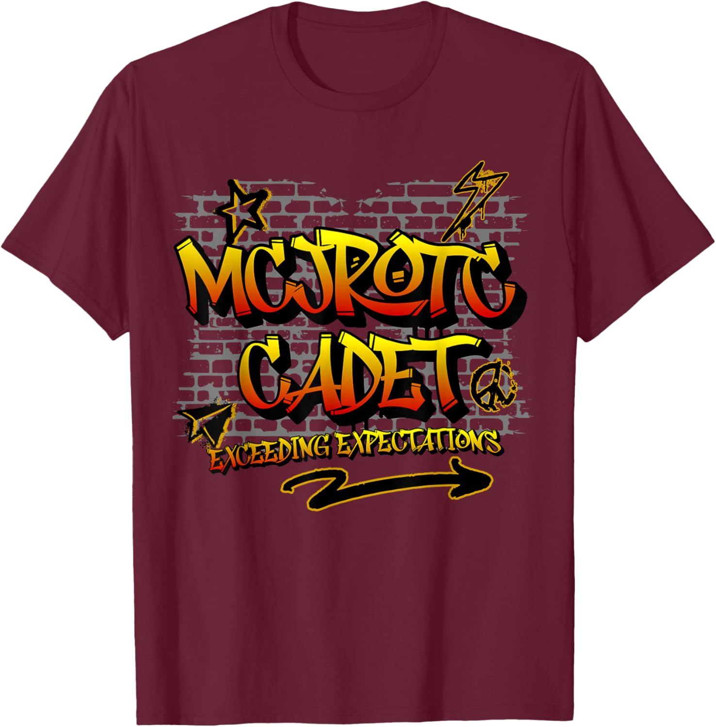 MCJROTC Cadet Exceeding Expectations Junior ROTC Graffiti T-Shirt - T-Shirt | Maroon