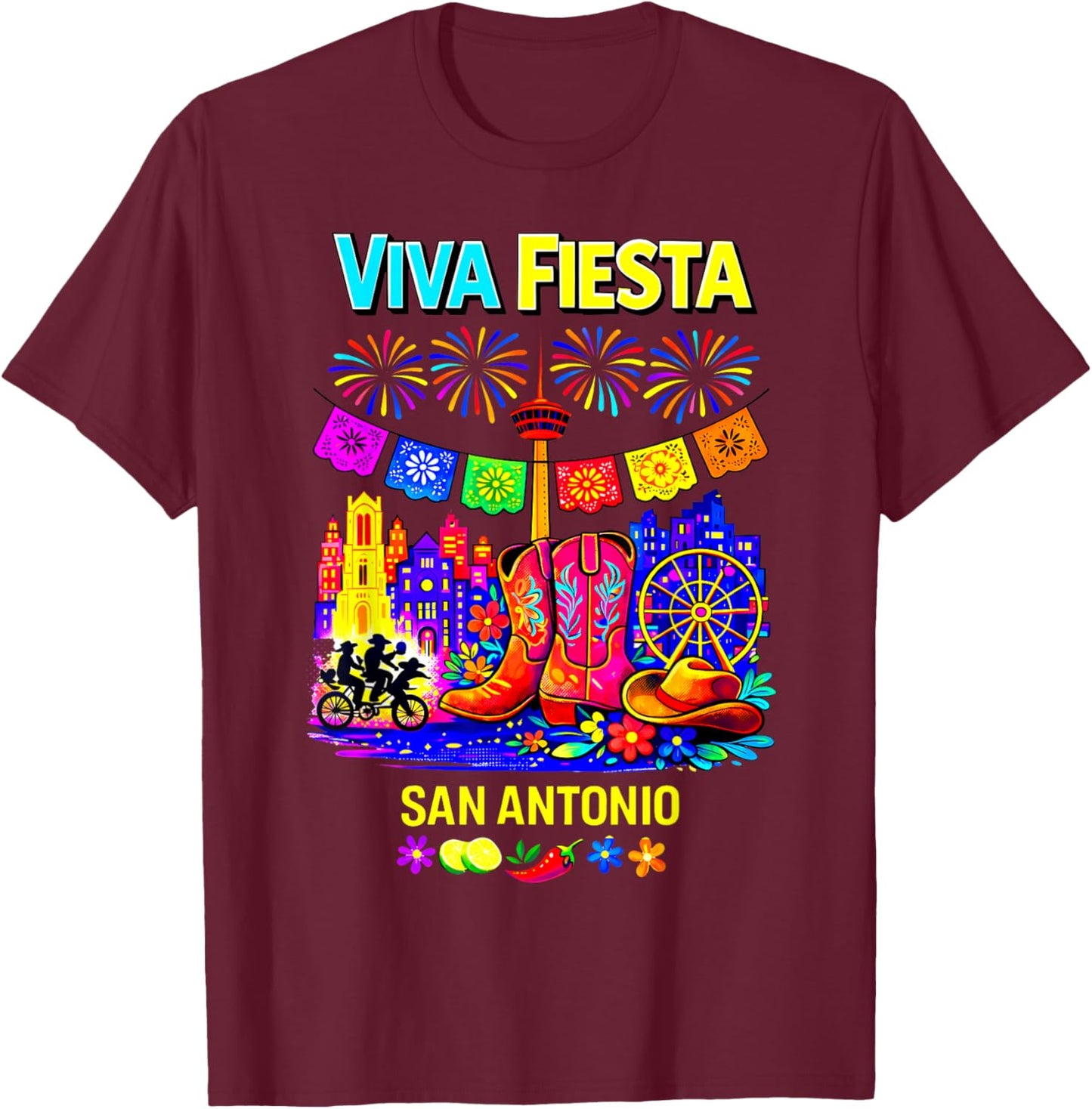 Viva Fiesta San Antonio Fiesta Festival Cinco de Mayo Party T-Shirt - T-Shirt | Maroon