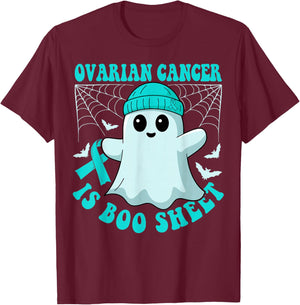 Ovarian Cancer is Boo Sheet Funny Boos Halloween Ghost T-Shirt - T-Shirt | Maroon