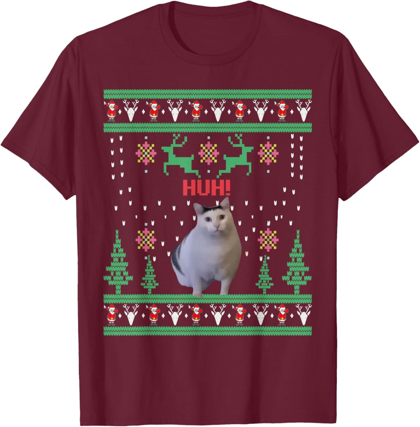 Huh! Cat Meme Popular Internet Meme Cats Family Matching T-Shirt - T-Shirt | Maroon