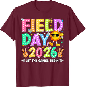Let The Games Begin Field Day 2026 Teacher Kids Boys Girls T-Shirt - T-Shirt | Maroon