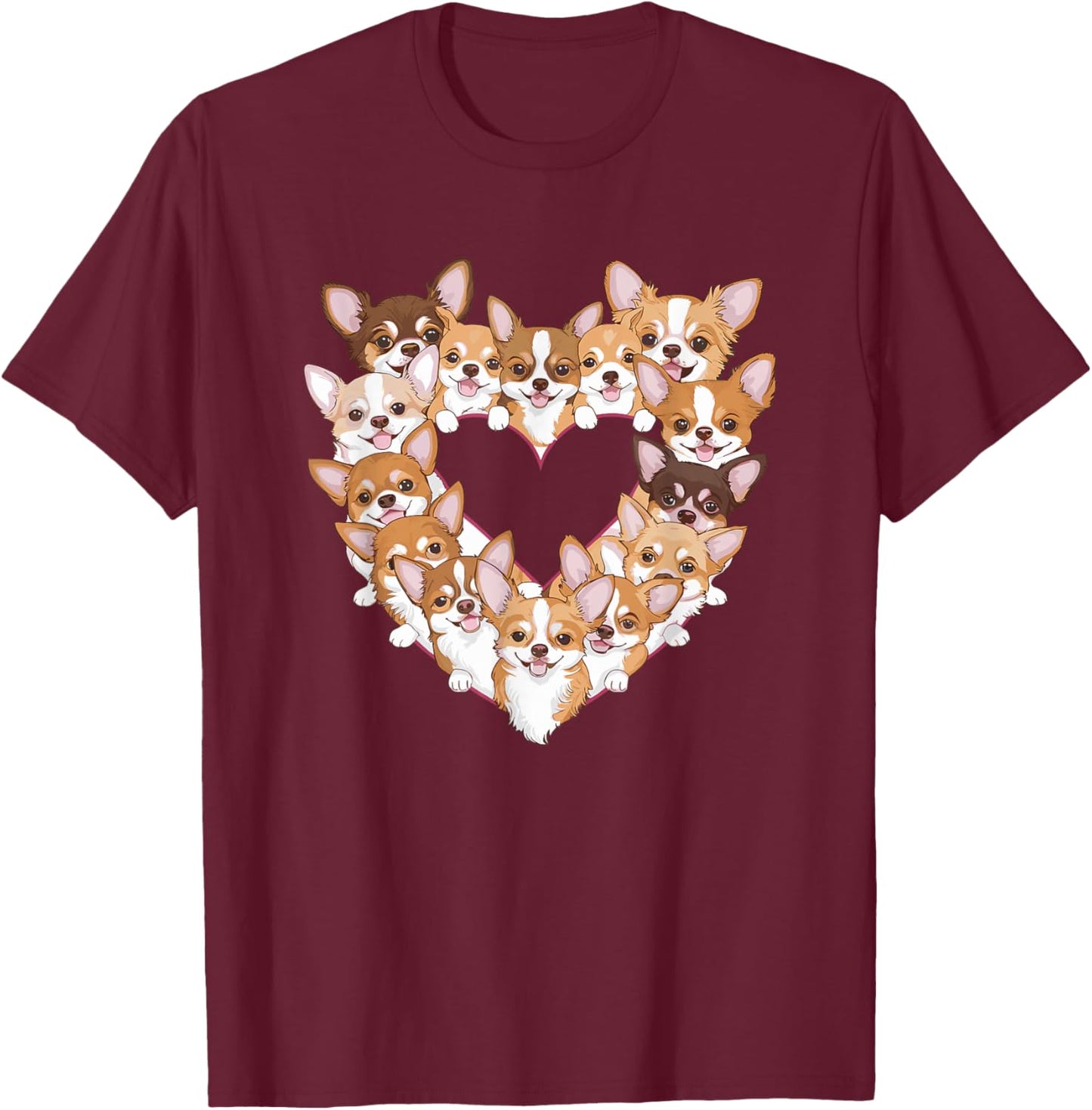 Heart Chihuahua Chihuahuas Chi T-Shirt - T-Shirt | Maroon