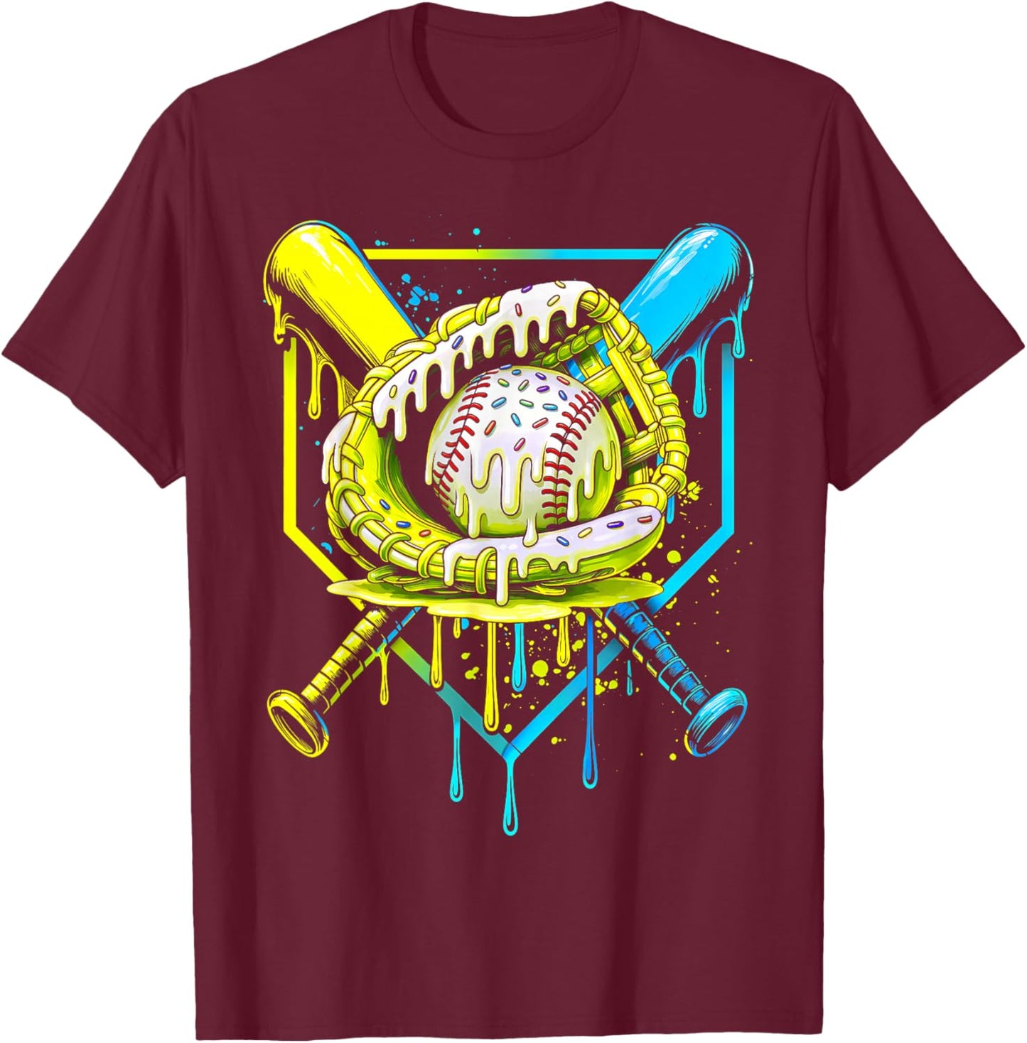 Baseball Life Style Apparel Youth Drip Baseball Boys Men T-Shirt - T-Shirt | Maroon