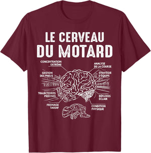 Moto Courses Le Cerveau du Motard Motos garçon Homme Drôle T-Shirt - T-Shirt | Maroon