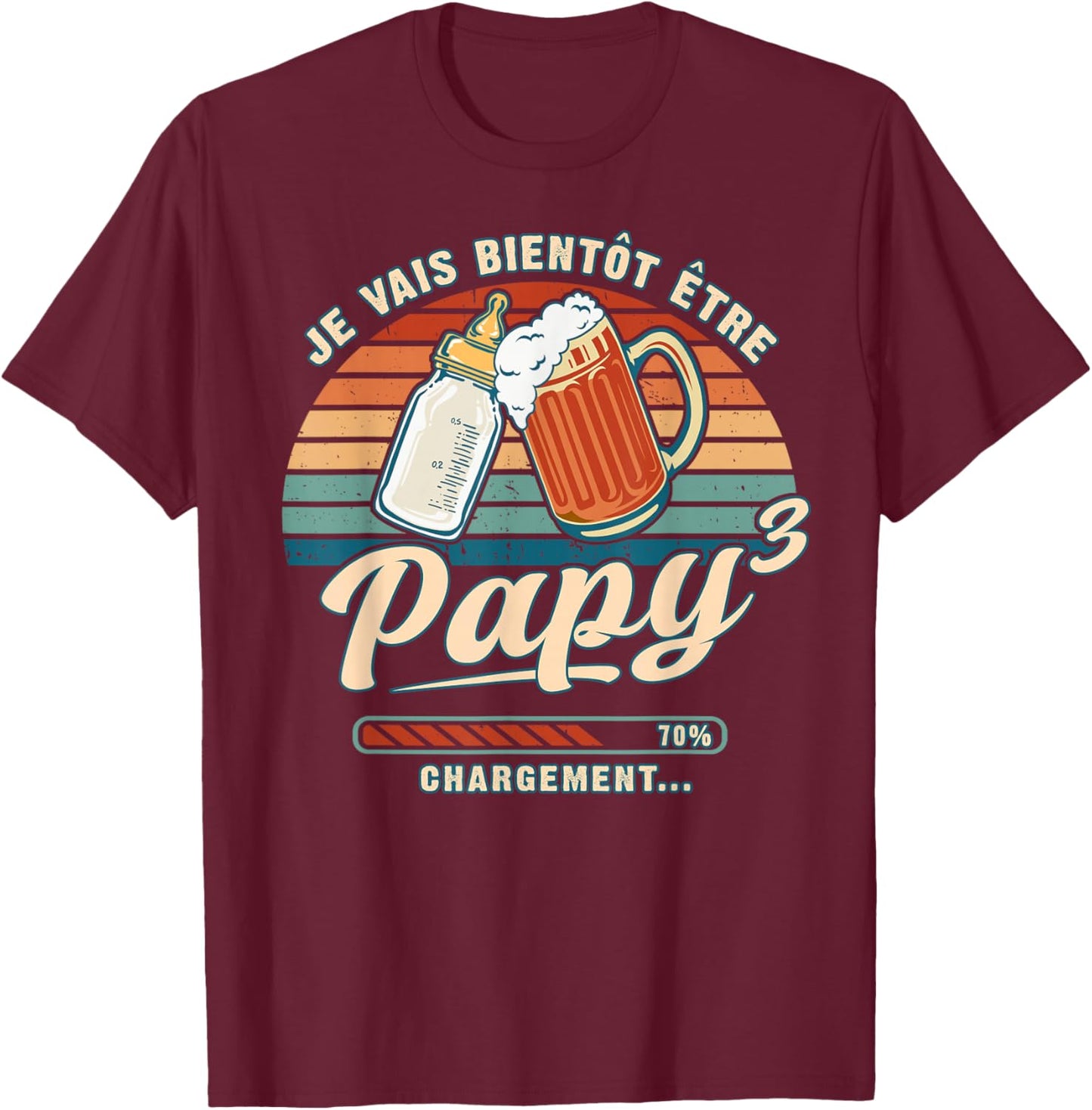Future Grandpa 3 Grandchild Announcement Pregnancy T-Shirt - T-Shirt | Maroon