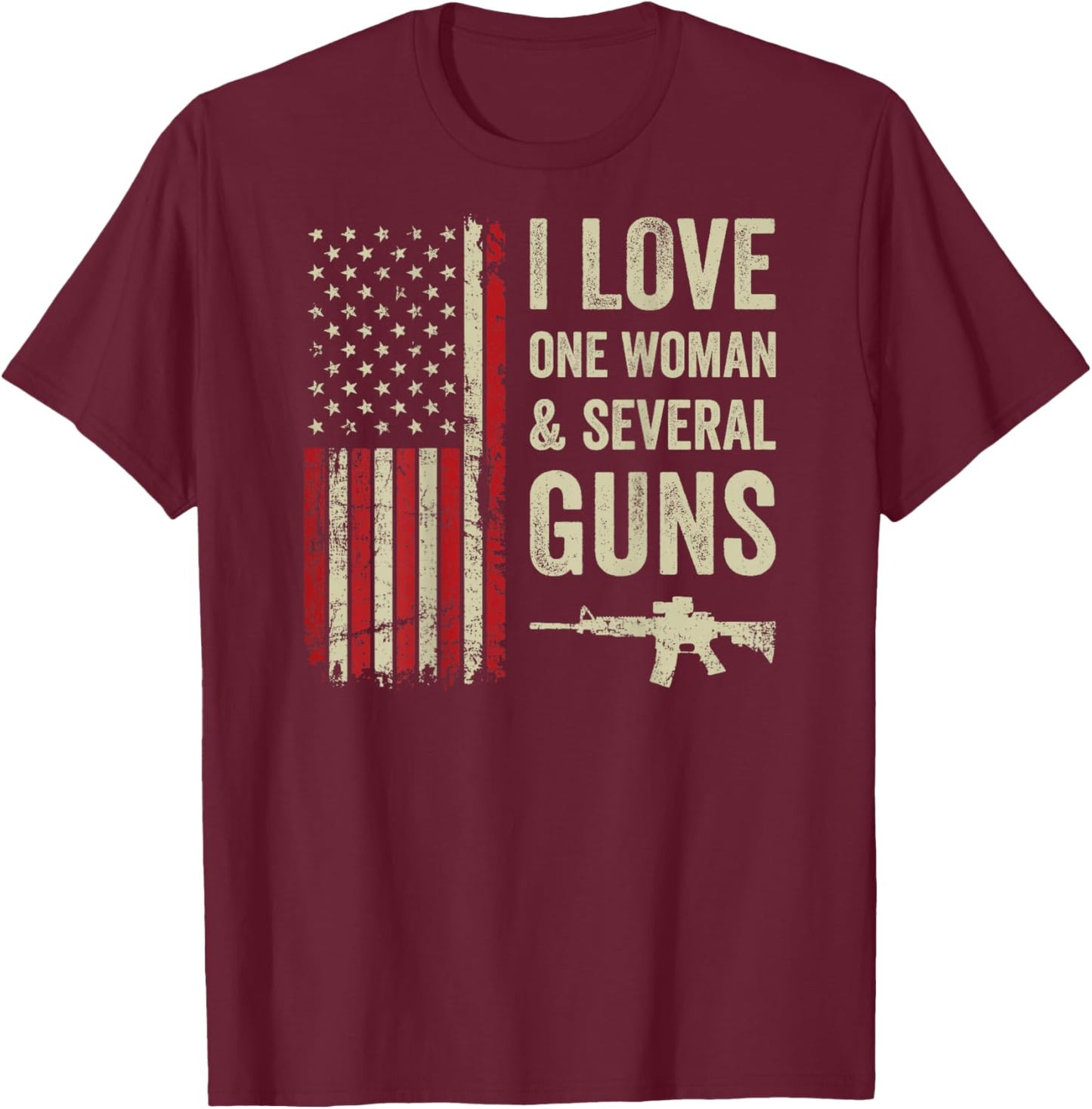 I Love One Woman Funny Dad Joke - Design ON Back T-Shirt - T-Shirt | Maroon
