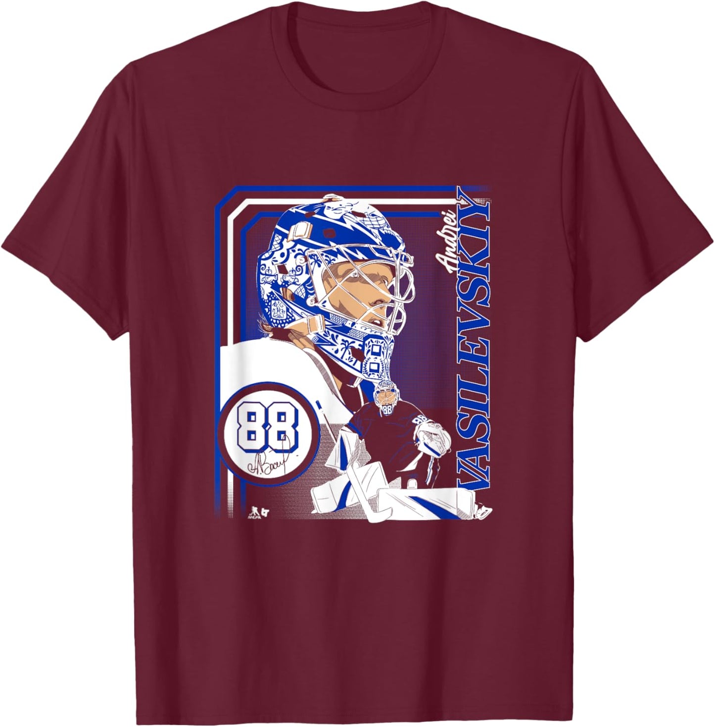 Andrei Vasilevskiy: Collage Frame - Tampa Bay Hockey T-Shirt - T-Shirt | Maroon