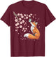 Fox Japanese Cherry Blossom Sakura Tree Kawaii Girls Women T-Shirt - T-Shirt | Maroon