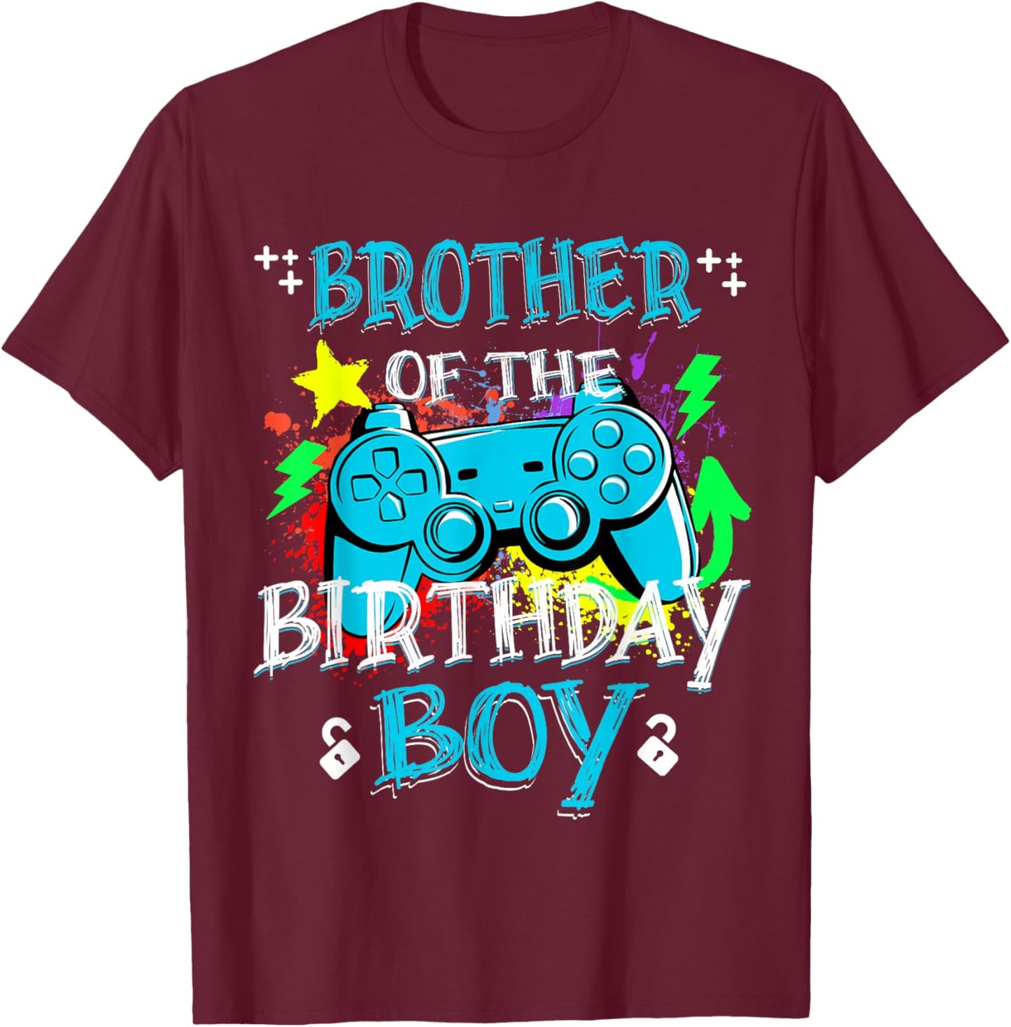 Gamer Brother of The Birthday Boy Gaming Party Level Unlock T-Shirt - T-Shirt | Maroon