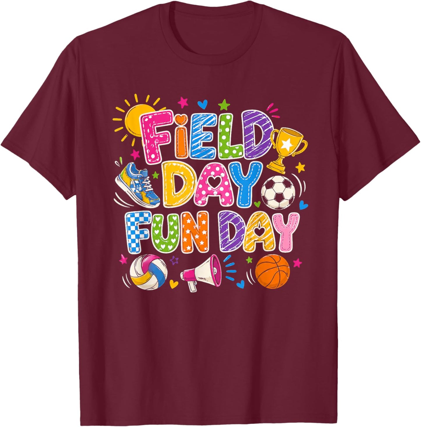 Field Day Fun Day Let The Games Begin Field Trip Teacher T-Shirt - T-Shirt | Maroon