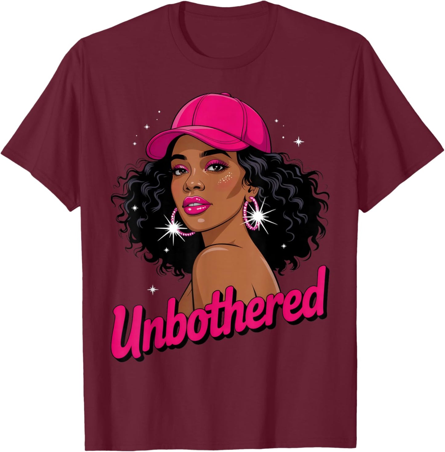 Unbothered Black Woman African American Afro Queen T-Shirt - T-Shirt | Maroon